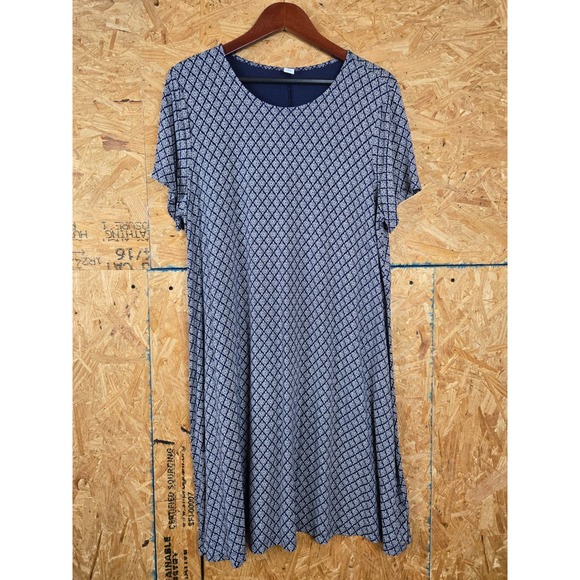 Old Navy Women's XXL Blue Pattern Short Sleeve Casual Swing Dress - Picture 1 of 11